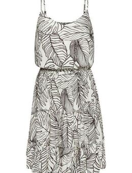 s.Oliver Sommerkleid mit Volantrock, Trägerkleid mit Alloverprint und V-Ausschnitt