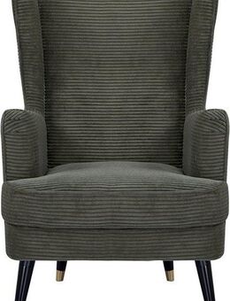 Home affaire Ohrensessel ZILLER, TV-Sessel, frei im Raum stellbar, in Cord und Samtvelours, Holzfüsse mit dekorativen Metallhülsen, Traumhafter Relaxsessel