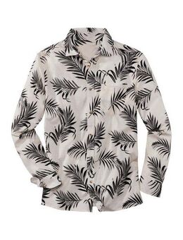 John Devin Hawaiihemd Regular Fit, Langarm, Freizeithemd mit Palmenprint aus reiner Baumwolle