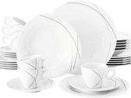 Seltmann Weiden Kombiservice Geschirr-Set, Service Trio Highline (30-tlg), 6 Personen, Porzellan, Teller, Tassen, Untertassen, Made in Germany, 30 Teile, für 6 Personen