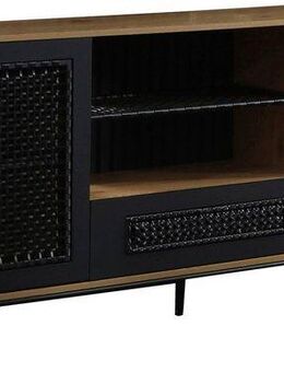 SalesFever Sideboard, Kommode mit mattschwarzem Einsatz aus Polyrattan