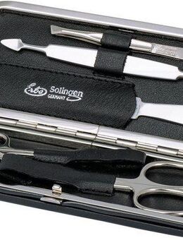 ERBE Maniküre-Etui Bügel-Lederetui mit Druckknopf, 5 tlg., bestückt mit Solinger Premium Stahlwaren