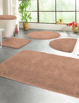 KiNZLER Badematte Chaozhou, Höhe 20 mm, rutschhemmend beschichtet, fußbodenheizungsgeeignet, Polyester, rechteckig, 2er-Set rechteckig 55x50 cm / rechteckig 60x100 cm, Badteppich, Uni Farben, weich, als rechteckig, rund & Set erhältlich