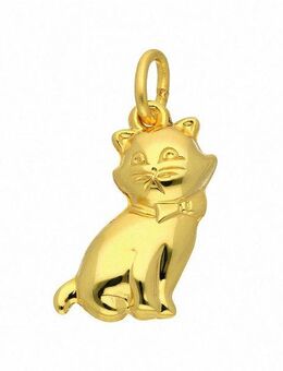 Adelia´s Kette mit Anhänger 585 Gold Anhänger Katze, Schmuckset - Set mit Halskette