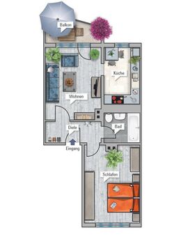 Dein Zuhause - Dein Style! 2-Zimmer-Wohnung mit Grünblick – umfassend renoviert, Einzug ab Sommer 2025 - Großengottern