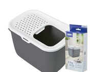 Savic Katzentoilette Hop In Starterset: Toilette anthrazit /weiß + 6 Bag it up