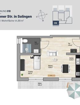 45 m² 1-Z. // Exklusive Balkon Wohnung - Solingen (Klingenstadt)