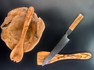 Damast - Kochmesser | Chefmesser | Küchenmesser | Handgefertigt - rasiermesserscharf | Olivenholz - Griff - Sinsheim