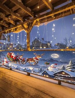 Polyester-Weihnachtsbanner (43,18 x 198,12 cm) – Weihnachtsmann und Rentier mit Warmen Lichtern Design 2 - Wuppertal