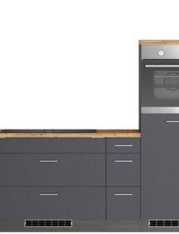 KOCHSTATION Küchenzeile KS-Milan, optional mit Muldenlüfter, Breite 390 cm, wahlweise mit E-Geräten, Kochfeld mit Dunstabzug