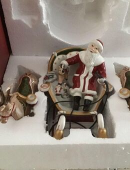 Villeroy Boch seltener Weihnachtsschlitten Weihnachtsmann mit 2 Rentieren Weihnachtsschmuck - Meerbusch