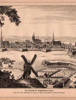 Grafik : Das Stralsund des Dreißigjährigen Krieges. , Nach dem alten Kupferstich der Merian`schen Topographie auf Holz übertragen., Blatt 29cm x 21cm , M400 - Görlitz