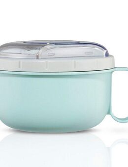Xavax Lunchbox Lunchpot rund (große Lunchbox für Mikrowelle, Brotdose mit Besteck), ABS-Kunststoff, Polyprophylen (PP), Silikon, (3-tlg), To Go Lunchbox mit Griff