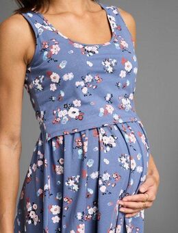Neun Monate Umstandskleid Kurzes Schwangerschafts-Shirtkleid, Minikleid Blumenkleid mit Stillfunktion