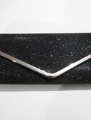 Clutch schwarz Glitzer chic mit Metallkette Party Silvester Hochzeit 26x10 in 63322