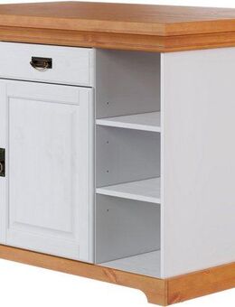 Home affaire Kücheninsel Rügen, Breite 130 cm, Kiefer massiv, mit Türen, Schubkästen, offenen Fächern