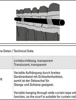 GARDINIA Gardine Schal mit Gardinenband Dolly Voile mit Druck, verdeckte Schlaufen (1 St), transparent, Stoff Dolly-Voile mit Druck