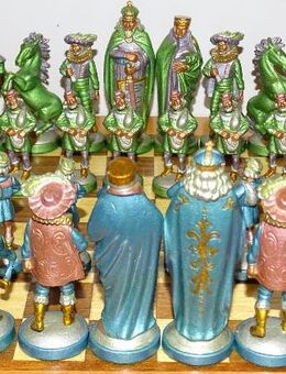 Schach Schachspiel Zinn Figuren Mittelalter Reinzinn Handbemalt - Spraitbach