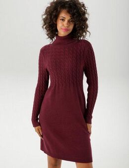 Aniston CASUAL Strickkleid mit Zopfmuster im Oberteil und den langen Ärmeln