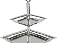 Fink Etagere NAGANO, mit feiner Hammerschlagstruktur, Edelstahl, (1-tlg), mit 2 Etagen, quadratisch