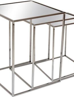 Leonique Beistelltisch, 3er Beistelltisch-Set, Edelstahl, verspiegelte Glasplatte, 45x45x55
