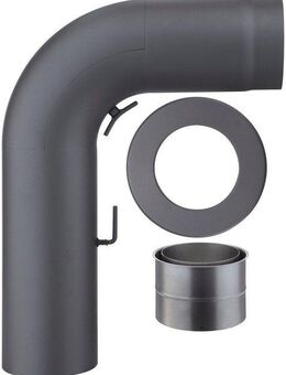 Color Emajl Ofenrohr Heathus Rauchrohr-Set Fullform GR, (Set, 3-tlg), Bogen, 150 mm, 90 °, 60 cm, grau