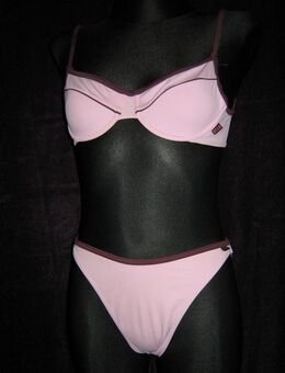 NEU * Edel * ausgefallen * Bügel * Bikini mit Kontrast Akzenten "ELLE" Gr. 36- 38/ S * 70B- 75B * rosè- quarz * - Riedlingen