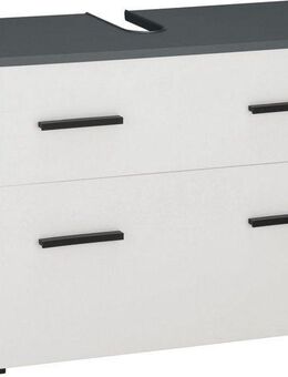 INOSIGN Waschbeckenunterschrank Skara mit Klappe und Schubkasten, schwarze Griffe, Breite 80 cm, Höhe 55 cm