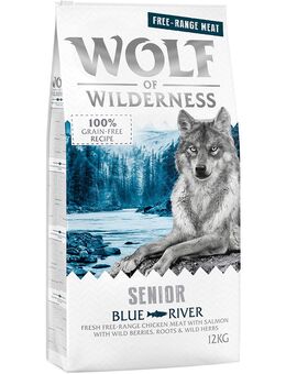 Wolf of Wilderness Senior "Blue River" - Freilandhuhn & Lachs - Sparpaket: 2 x 12 kg