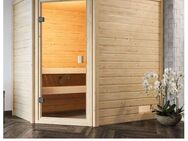 welltime Sauna Juli, BxTxH: 195 x 145 x 187 cm, 38 mm, 3,6-kW-Plug & Play Ofen mit int. Steuerung