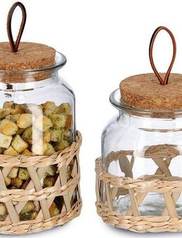 Zeller Present Vorratsglas Boho, Glas, Kork, Naturfaser, (Set, 2-tlg), Makramee-Optik