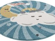 Carpet City Kinderteppich Anime9380, rund, Höhe: 11 mm, Teppich Mond, Wolken, Sterne, Weicher Flor