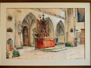 Meister-Aquarell ELLEN JOLIN (1854), Franziskanerkirche in Rothenburg 1899!! - Berlin