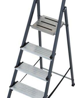 KRAUSE Stehleiter Securo, Alu eloxiert, 1x5 Stufen, Arbeitshöhe ca. 305 cm