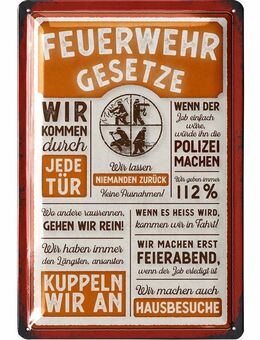 Lustiges Blechschild Feuerwehr Gesetze - Lanolu 20x30 cm - Berlin