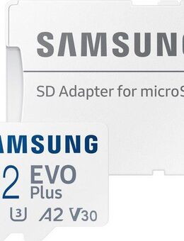 Samsung EVO Plus (2024) inkl. SD-Adapter Speicherkarte (512 GB, Video Speed Class 30 (V30)/UHS Speed Class 3 (U3), 160 MB/s Lesegeschwindigkeit)