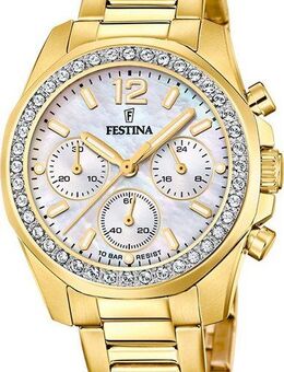 Festina Chronograph Boyfriend Collection F20609/1, Armbanduhr, Quarzuhr, Damenuhr, Stoppfunktion, Edelstahlarmband