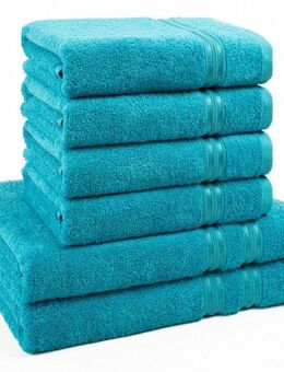 HAMMETEX Handtuch Set 6-teiliges Handtuch Set, 100% Baumwolle, Weich & Saugstark, Frottier (Set, 6-St), mit Bordüre, einfarbig, weich