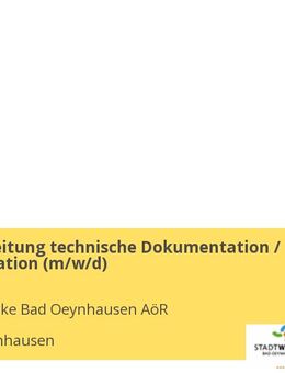 Sachbearbeitung technische Dokumentation / Geoinformation (w/m/d) - Bad Oeynhausen