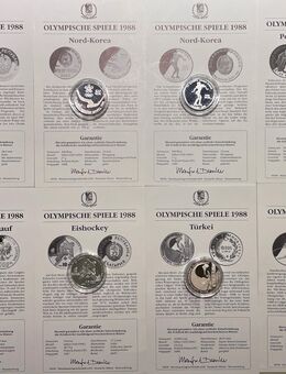 8 Silbermünzen Olympische Spiele 1988 Calgary 160 g Feinsilber - Mannheim