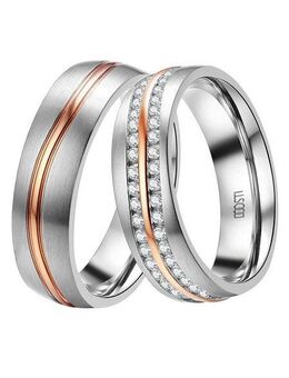 DOOSTI Trauring Schmuck Geschenk Edelstahl Trauring Ehering Partnerring LIEBE, wahlweise mit oder ohne Zirkonia