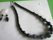 Damen Mode Schmuckset Kette Ohrringe Perlen schwarz - Kemmern