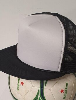 Trucker Basecap - Weiß-Schwarz - Druckverschluss - 5-Panel Cap - Bis 64 CM - Berlin Reinickendorf