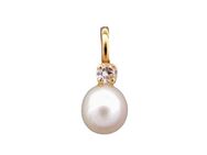 NICEANDnoble Kettenanhänger 585er Gelbgold Kettenanhänger Perle mit Zirkonia, 585er Goldschmuck mit Süßwasserperle