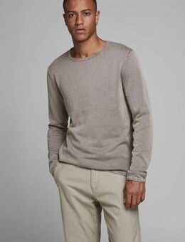 Jack & Jones Rundhalspullover JJELEO aus pflegeleichter Baumwollqualität unifarben, modisch, schmal, Baumwolle, Rundhals