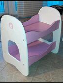 Puppen-Doppelstockbett aus Holz (weiß, rosa) in 12526