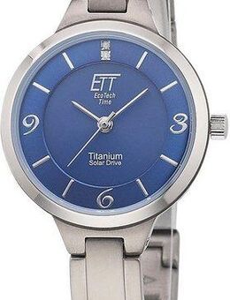 ETT Solaruhr Solar Drive ELT-12147-31M, (Set, 2-tlg., mit Bandkürzgerät), Armbanduhr, Damenuhr, Titan