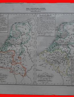 Landkarte von 1839 , Die Niederlande zur Übersicht der Hauptbegebenheiten ., Blattgröße 41cm x 32cm , M - C - Görlitz