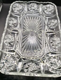 Glasschale Dessertschale 25cm lang 17cm breit 3cm hoch verziert Glas Dekoration - Essen