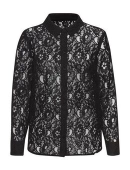 LASCANA Spitzenbluse mit Hemdblusenkragen, Spitzenbluse, transparente Bluse, festlich